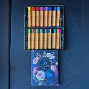 Stabilo point 88 pack of 50 + 101 flowers coloring book